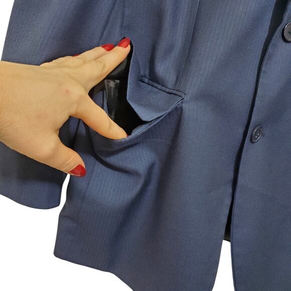 Karl Mitchell Microtech Performance Stretch Subtle Pinstripe Blazer Suit Jacket - Picture 5 of 11